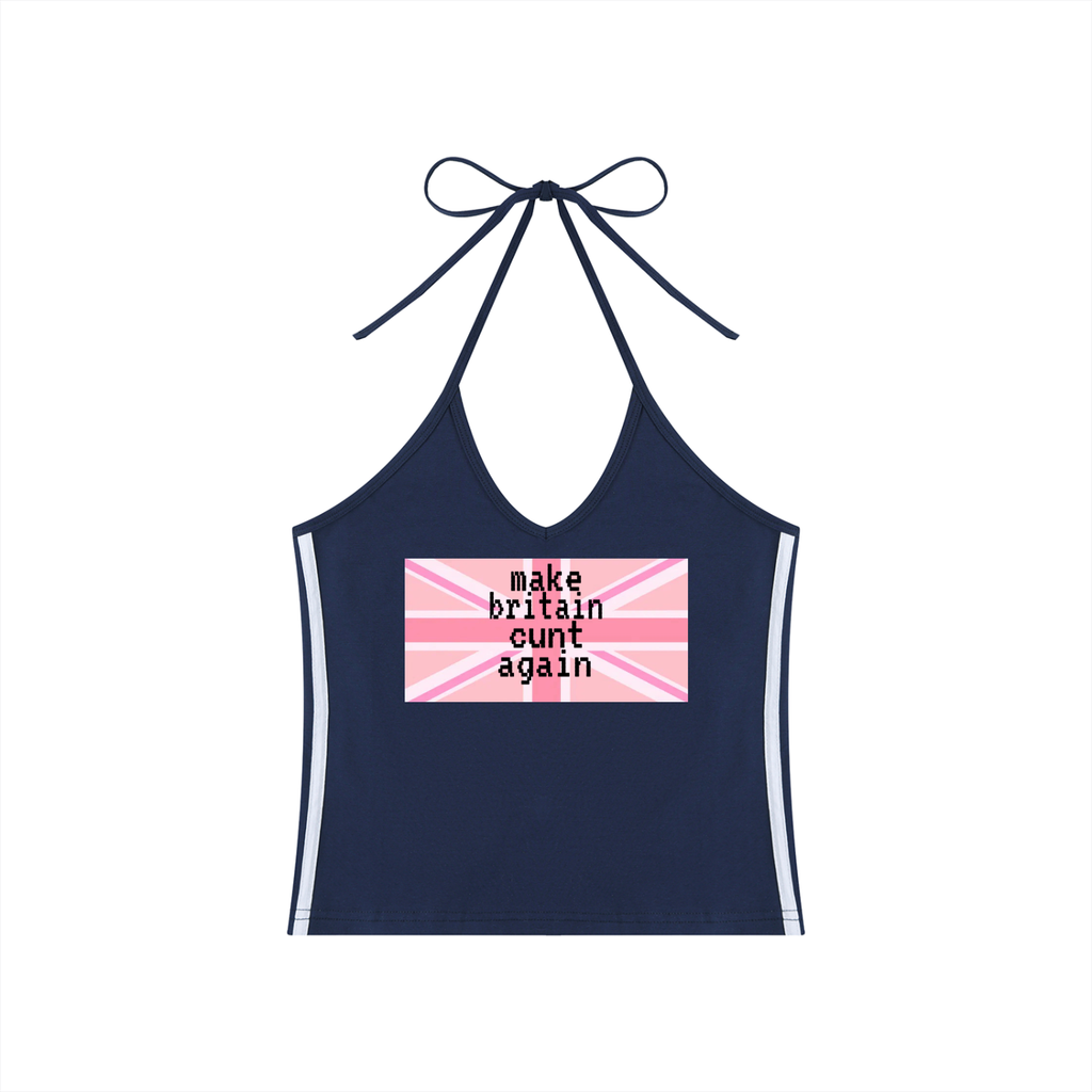 Women's Color Block Halter Crop Tank Top