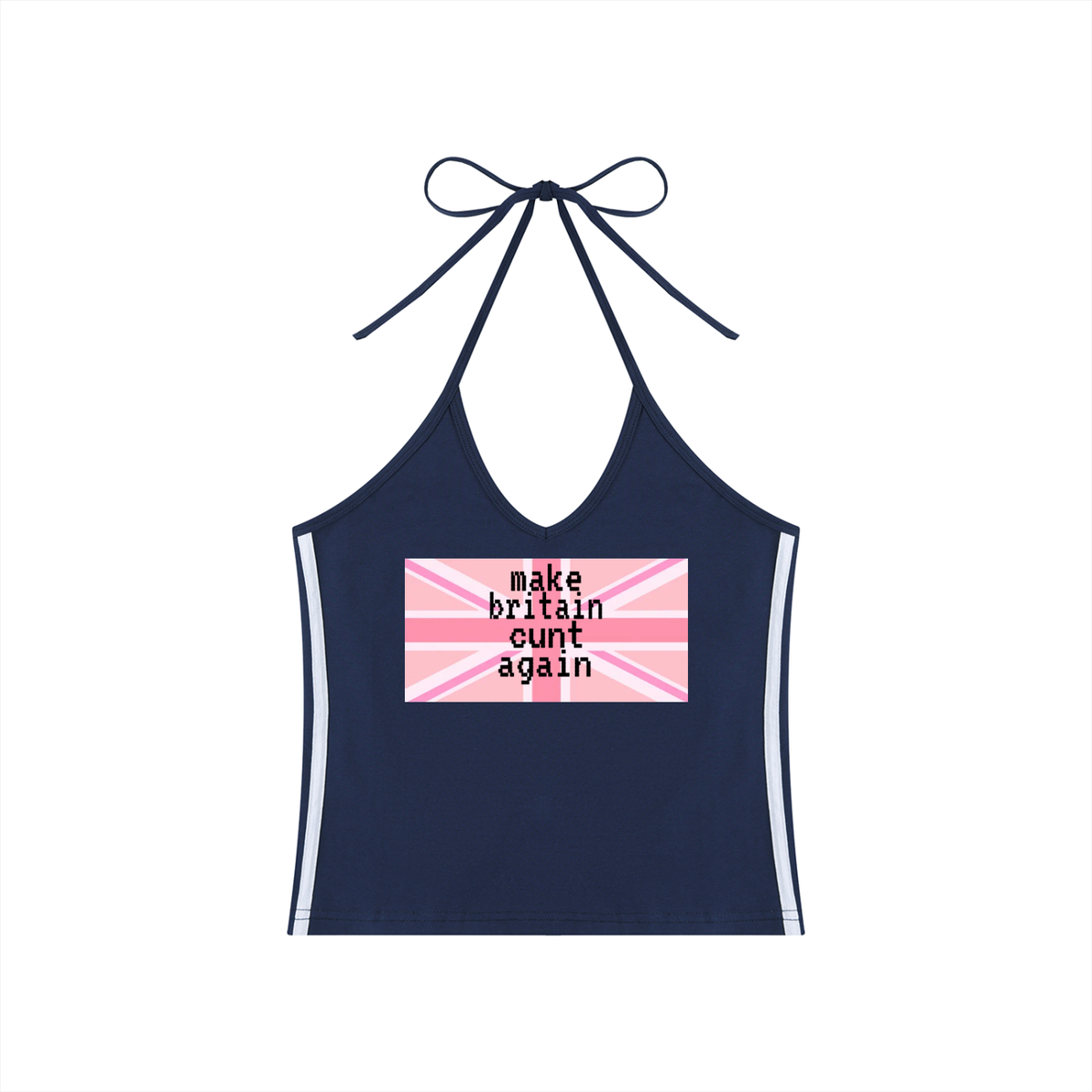 Women's Color Block Halter Crop Tank Top