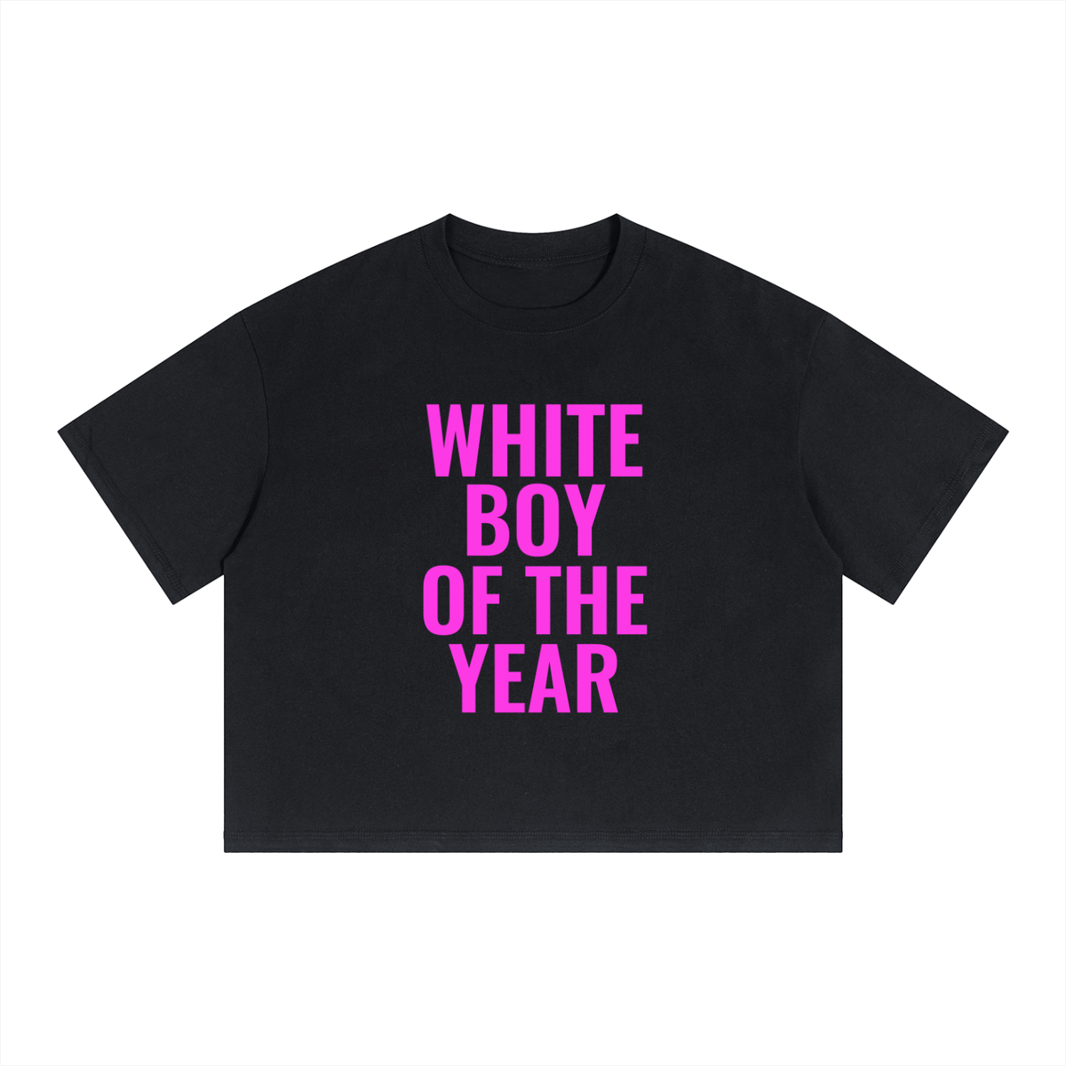 'WHITE BOY OF THE YEAR' Boxy Drop Shoulder Crop T-Shirt
