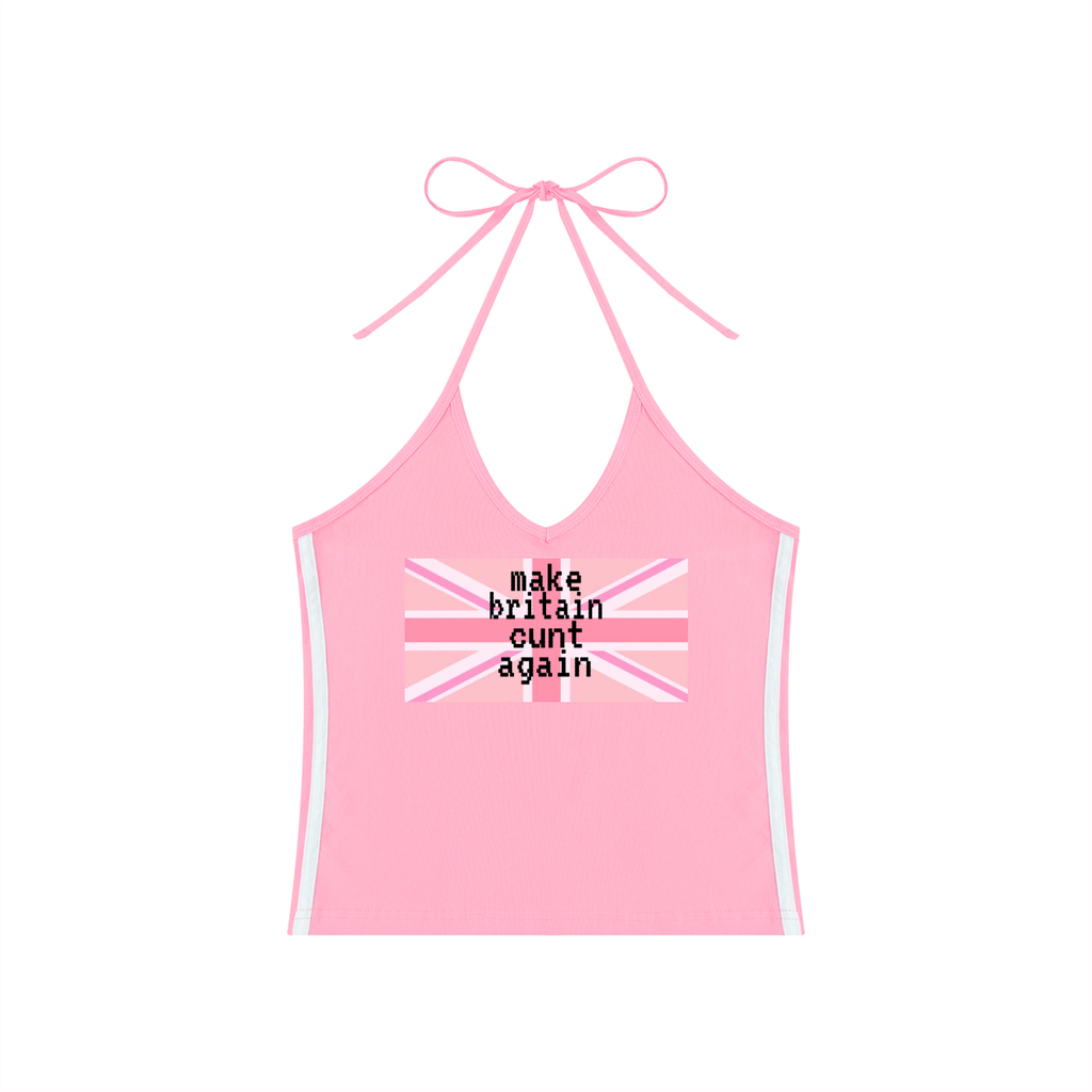 Women's Color Block Halter Crop Tank Top
