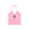 Women's Color Block Halter Crop Tank Top