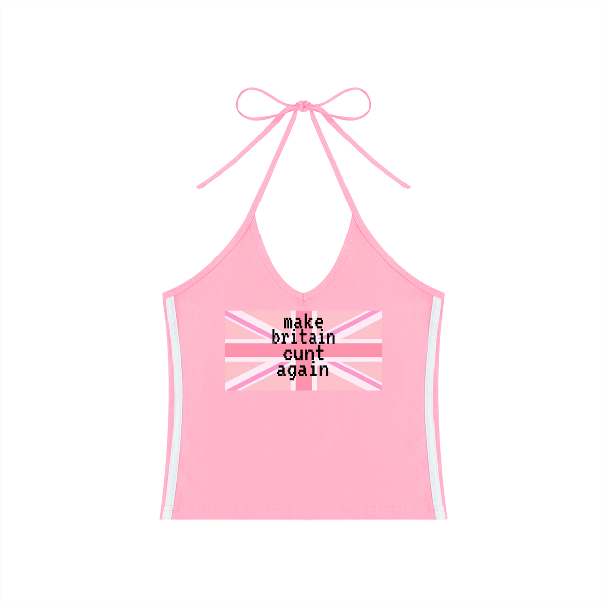 Women's Color Block Halter Crop Tank Top