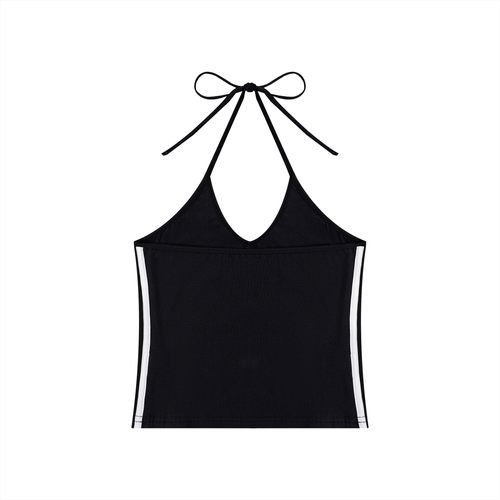 Women's Color Block Halter Crop Tank Top
