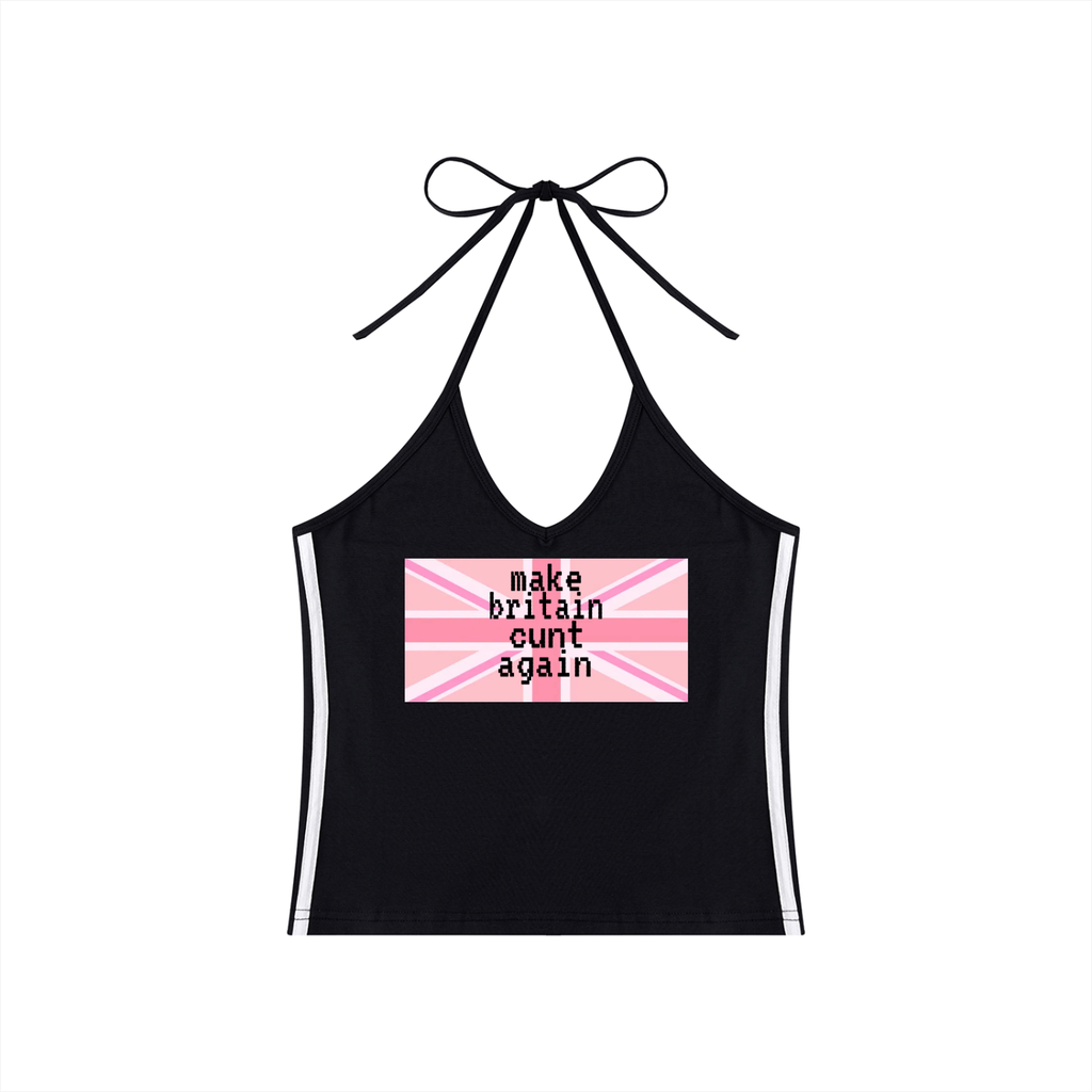 Women's Color Block Halter Crop Tank Top