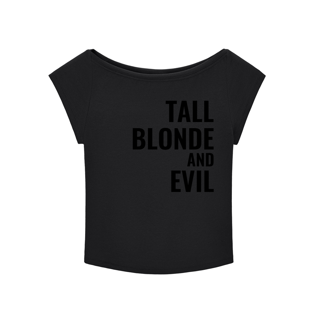 Tall Blonde and Evil Wide Neck Baby T-shirt