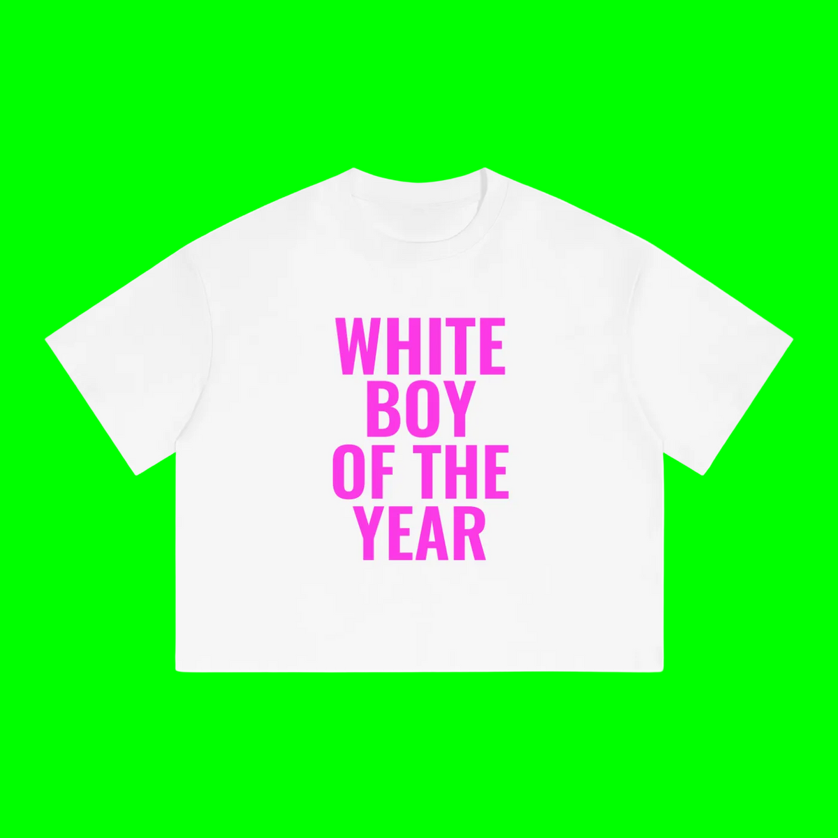 'WHITE BOY OF THE YEAR' Boxy Drop Shoulder Crop T-Shirt