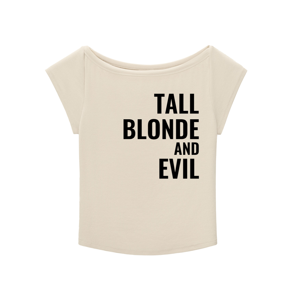 Tall Blonde and Evil Wide Neck Baby T-shirt