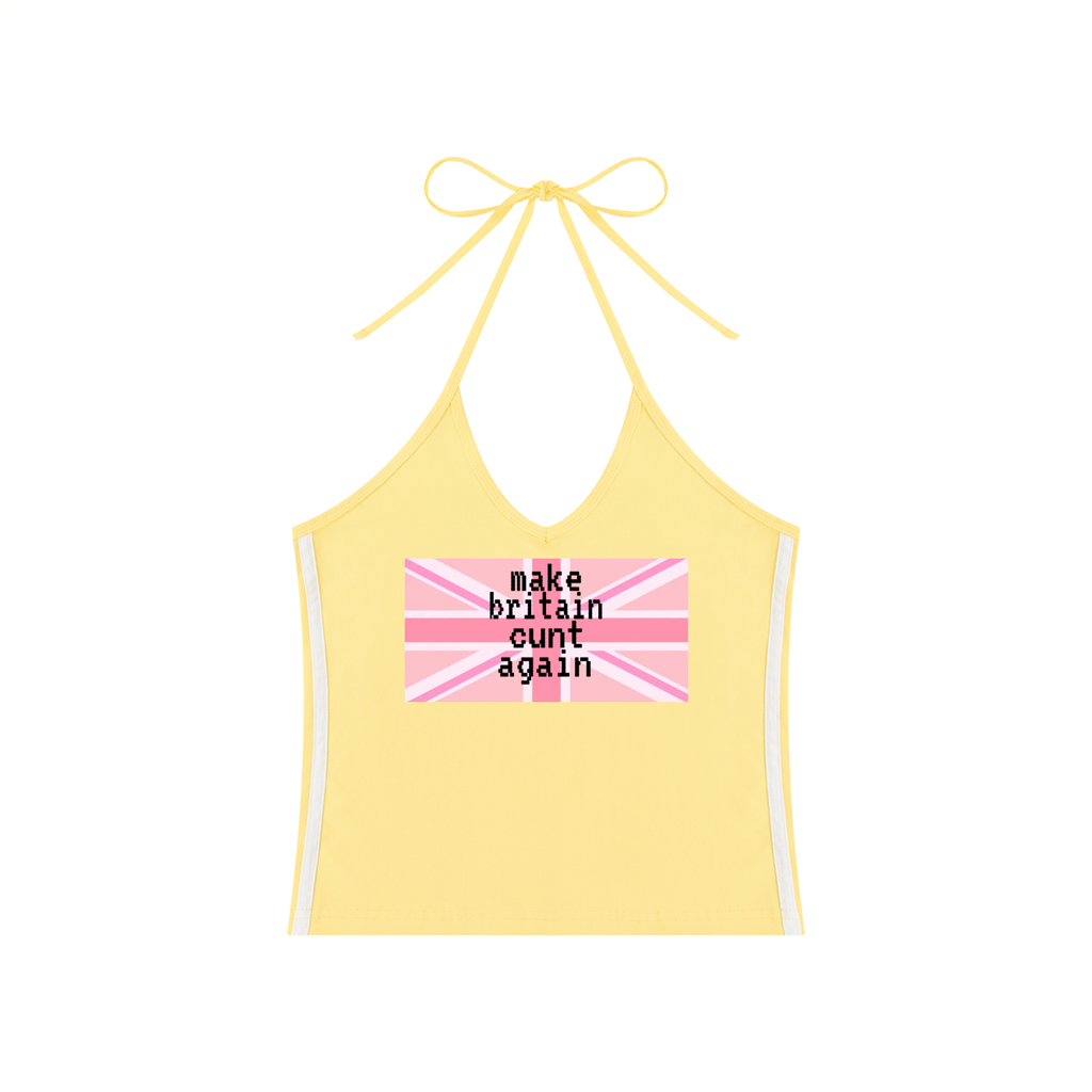 Women's Color Block Halter Crop Tank Top