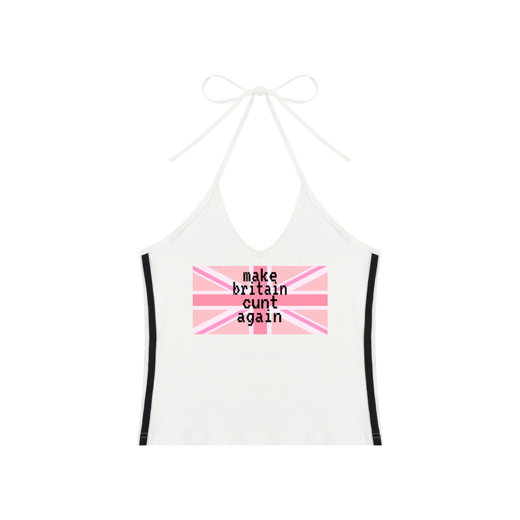 Women's Color Block Halter Crop Tank Top