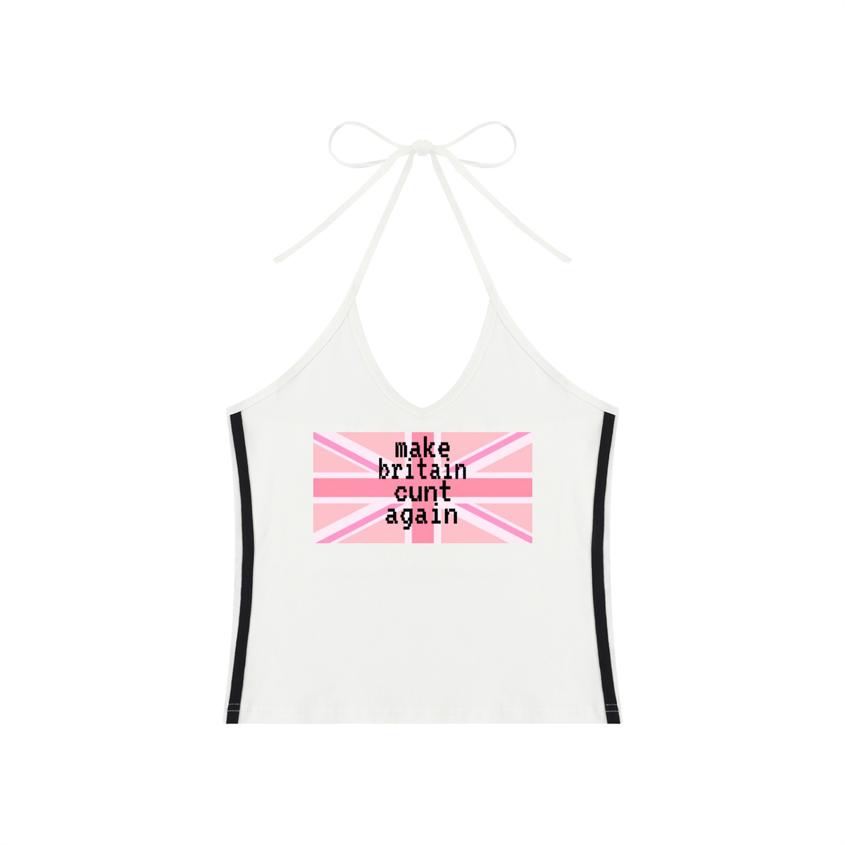Women's Color Block Halter Crop Tank Top